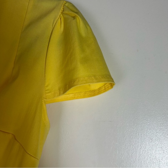 Goddess London Yellow Viscose V-Neck Vintage Inspired Peplum Pinup Dress NWT 4? - Picture 8 of 16
